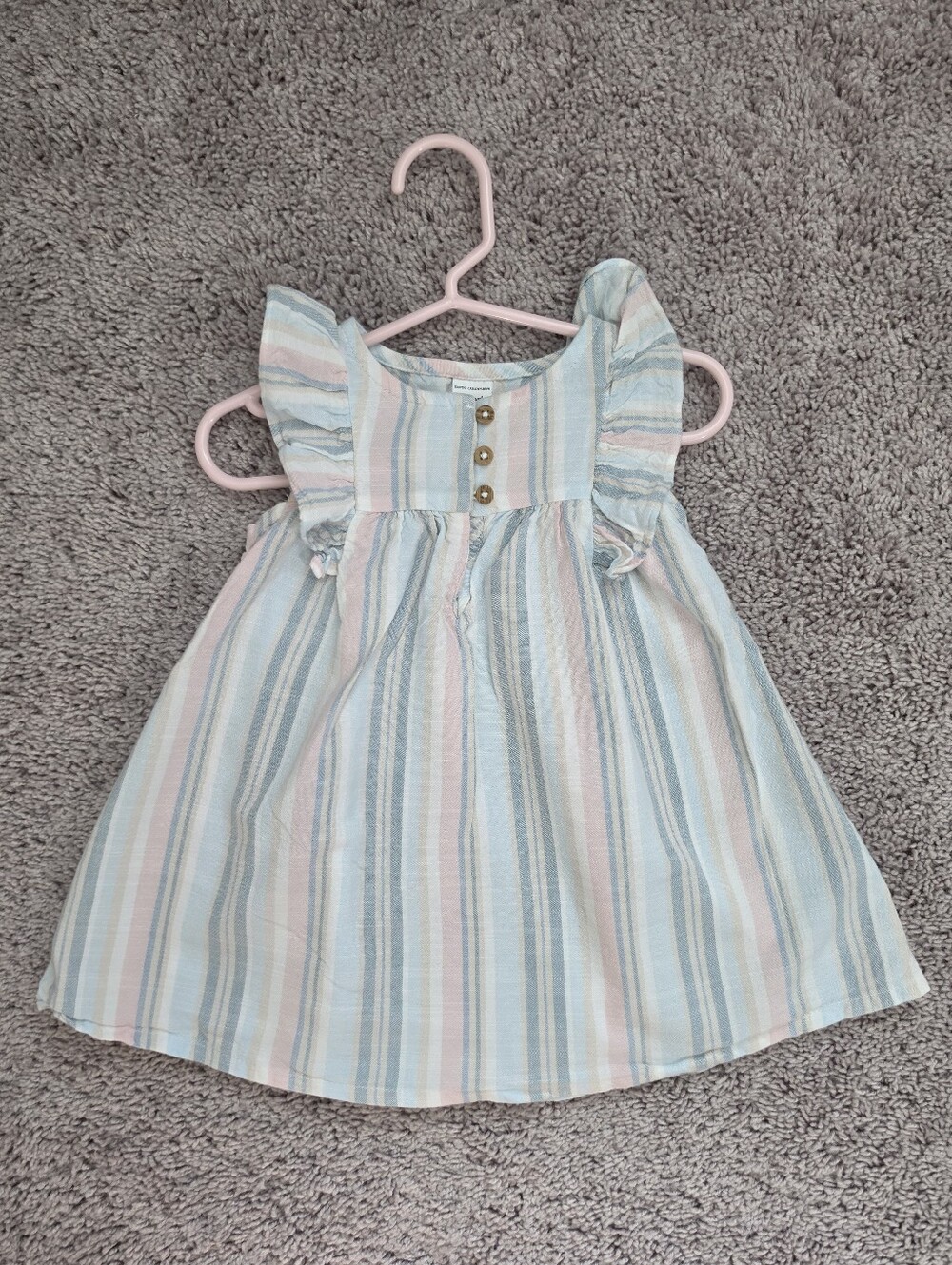 Carter's Pastel Striped Flutter-Sleeve Dress - Blue & Pink